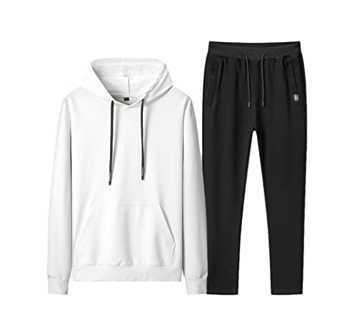 Survêtement de sport à capuche homme blanc ensemble hiver chaud taille L vêtement de jogging