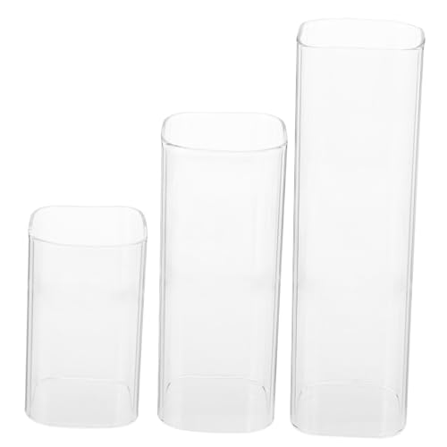 Levemolo 3Pcs Clear Glass Candle Holder Sleeve Decorative Open Ended Candle Shades for Weddings Home Height Options