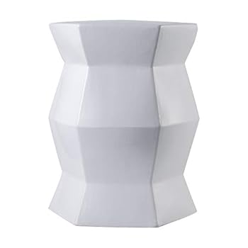 Alternative view of Knocbel Hexagon Ceramic Decorative Garden Stool, Indoor/Outdoor Side Table Plant Stand, 240lbs Weight Capacity, 13" L x 13" W x 17.3" H (White)