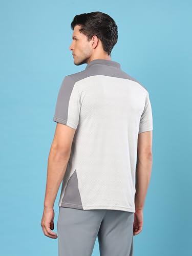 Image of TECHNOSPORT Men's Slim Fit Polyester Sporty Print Athleisure Polo T-Shirt with Half Sleeve, Moisture Wicking and Quick Dry