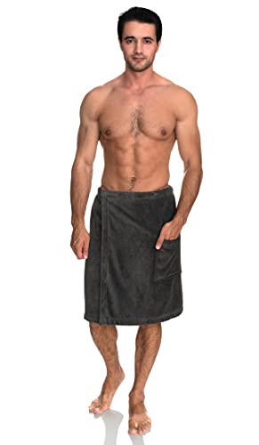 Image of TowelSelections Mens Cotton Shower Wrap Adjustable Terry Velour Spa Bath Towel Wrap Sauna Gym Towels for Men