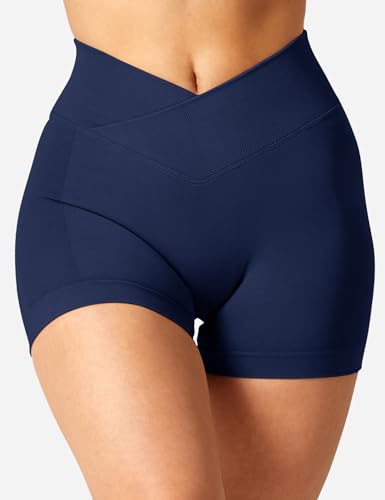 Image of YEOREO Scrunch Butt Workout Shorts Women 3.5 inch Seamless V Cross Waist Sport Gym Amplify Shorts