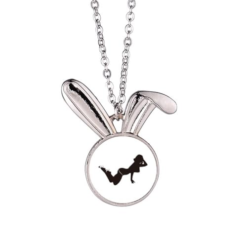 Collier avec pendentif en forme de lapin pour femme et fille en argent