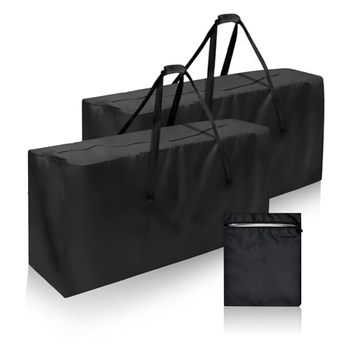 Garden Cushion Storage Bag, Large Waterproof Outdoor Cushion Storage Bag with Zipper for Patio Seat Furniture Organiser (2pcs, 130 x 32 x 55 cm)