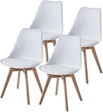 TEENO Chaises Salle à Manger, Chaises Scandinaves Lot de 4, Chaise Bureau, Chaise Cuisine Lot de 4, Chaise de Salon, Chaise Blanche et Bois