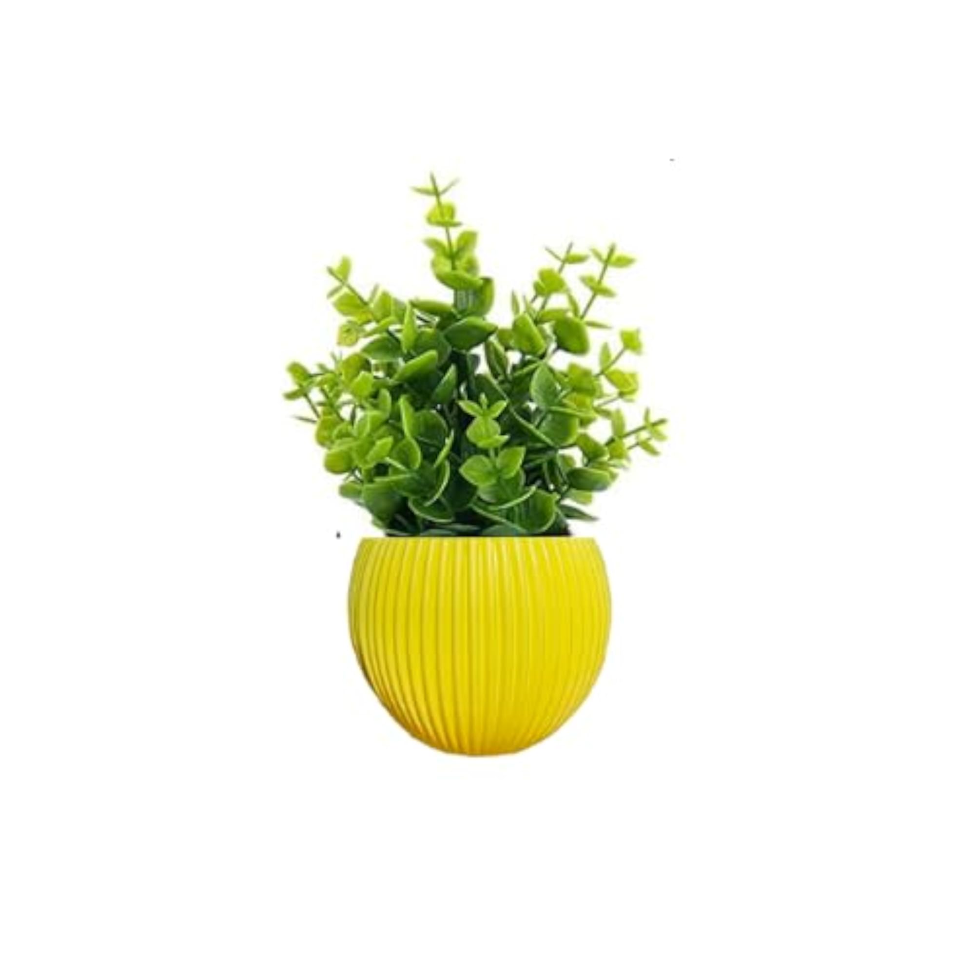 Artificial Plants with Decorative Ribbed Pots, Set of 4