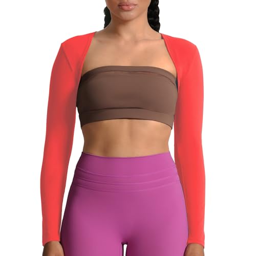Image of Aoxjox Women's Lexi Lined Bolero Shrug | workout long sleeve,waist-defining cropped fit,open front cardigan,buttery soft fabric,layering,yoga,gym,daily wear