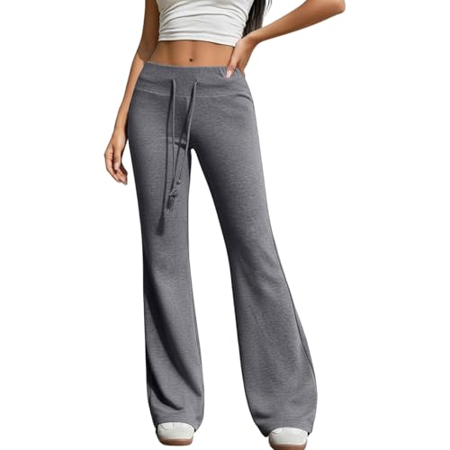 XINGJIAARTS Flare Leggings for Women Drawstring High Waisted Wide Leg Sweatpants Baggy Casual Trousers Soft Y2k Yoga Pants - image 1