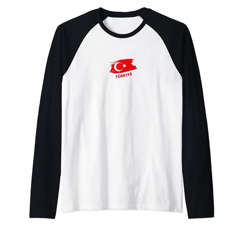 Flag Turkey Raglan Baseball Tee, Black