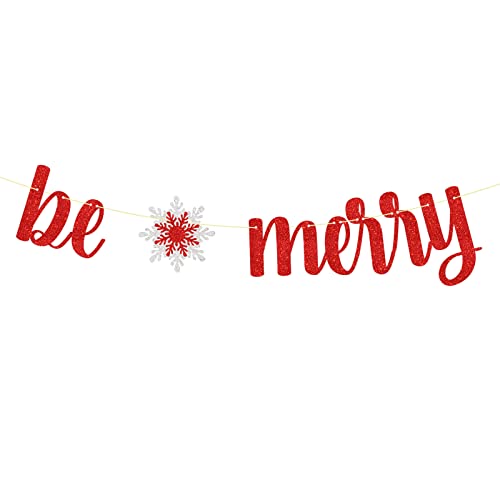 Be Merry Banner, rotes glänzendes Merry Christmas Party Schild, Weihnachtsdekoration für Outdoor & Indoor Foto Propsr, Cheers to 2023 Neujahr Cover