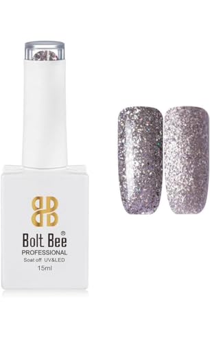 Image of BOLT BEE 15ML Gel Nail Polish 1Pc Clear Pink Glitter Nail Polish Soak Off UV LED Nail Gel Polish Nail Art Starter Manicure Salon DIY at Home, 0.5 OZ (1) (86)