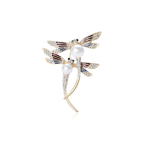 Image of Dragonfly Brooch and Pins for Women Enamel /Rhinestone Crystal Dragonfly Animals Brooches Jewelry for Mom Wife Elegant Dress Accessories Birthday Gifts