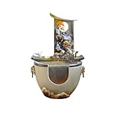 Waterfall Fountain， Feng Shui Water Fountain with Pond, Decorative Circulating Landscape for Home Office(Yellow)