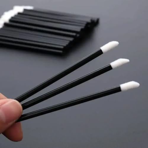 Image of Indiana Disposable Lip Brush Pack of 50 | Lipstick & Lip Gloss Wands | Eyeshadow Brushes | Travel-Friendly Makeup Applicator Tool Kit | Black