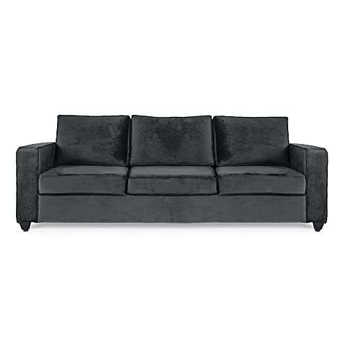 Image of Wakefit Sofa Set | 3 Year Warranty | Sofa 5 Seater, 5 Seater Sofa for Living Room, Wooden Sofa Set, Sofa Set 3+2 Seater - Napper(Fabric-Velvet : Space Grey)