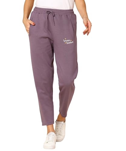 Image of Alan Jones Clothing Women's Comfort Fit Mid Rise Solid Cotton Joggers Track Pant