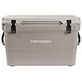 Retrospec Palisade Rotomolded 65 Qt Cooler - Fully Insulated Portable Ice Chest with Built in Bottle Opener, Tie-Down Slots & Dry Goods Basket - Large Beach, Camping & Travel Coolers - Dune