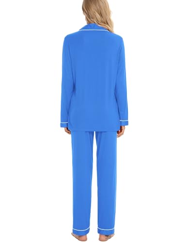 Image of Pjmlifecoco Pajamas Set Long Sleeve Womens Button Down Sleepwear Two Piece Nightwear Soft Pj Lounge Sets S-XXL
