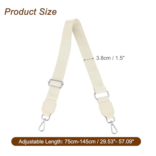 Image of uxcell Wide Shoulder Strap, 3.8cm Adjustable Purse Strap Replacement Crossbody Strap for Shoulder Bag Handbag, Beige, Silver Square Mouth Buckle