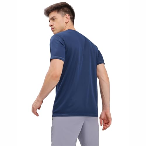Image of TECHNOSPORT Men's Slim Fit Polyester Activewear Sports T-Shirt with Moisture-Wicking Comfort for Workout, Running & Gym