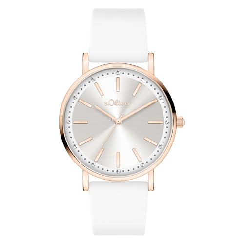 s.Oliver Damenuhr - Rund - Roségold - 18 mm - Elegante Damenuhr aus Metall mit Quarzwerk - 3 ATM wasserdicht - Kratzfest