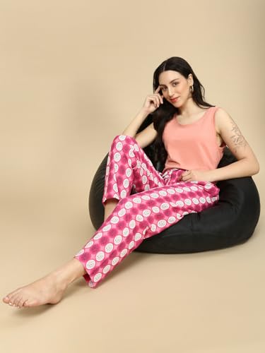 Image of PYNK by Lux Cozi Women's Cotton Printed Palazzo Pyjama Relaxed Lounge Pants | Super Soft Comfortable | Loungwear Pyjama Pant-Pack of 1