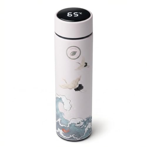 Gourde Isotherme 500ml avec Écran LED Température - EcoAube Bouteille Sport Anti-fuite Double Paroi Maintient Froid 24h / Chaud 12h - Infuseur à Thé &...
