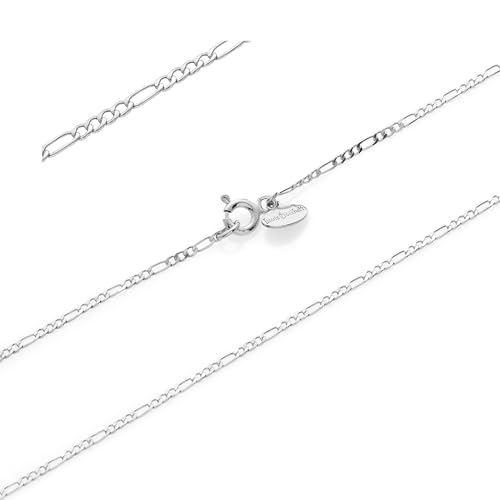 Louis Ciocchetti desde 1887 - Cadena de Plata 925 Fina y Delicada, Collar para Mujer y Hombre, Cadena Estilo Figaro, Ideal para Colgantes