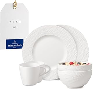Villeroy & Boch - Manufacture Breakfast Set, 6 pces., Tableware Set for 2 People, Premium Porcelain, White