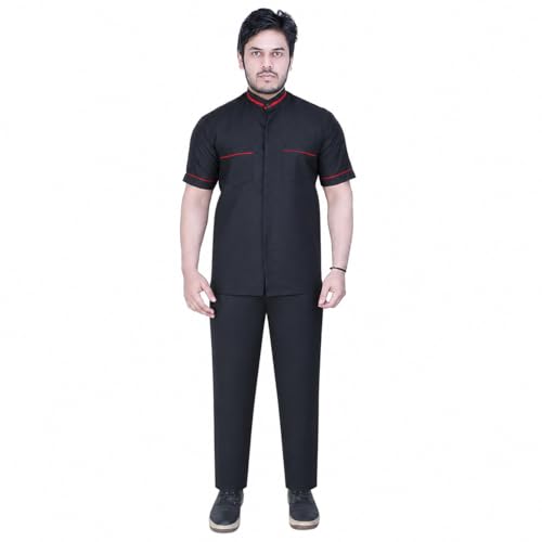 Image of FABUNIFORMS Waiter, Hotel, Restaurant, Catering Staff Uniform, Dress (Full Set), Dark Blue, Sizes