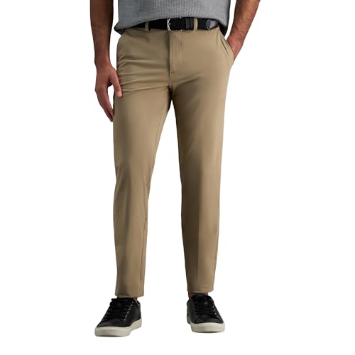 Haggar Sport Men's Travel Performance Stretch Straight Fit Casual Pant Khaki 34W x 30L