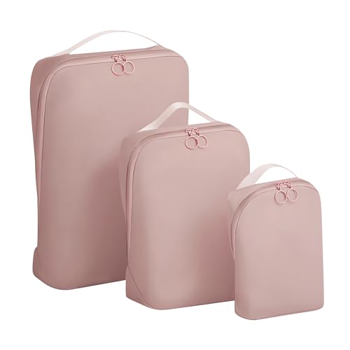 CALACH Lot de 3 cubes d'emballage de compression pour sac à dos, cubes d'emballage ultralégers pour voyage, valises, organiseurs de voyage (rose 3)