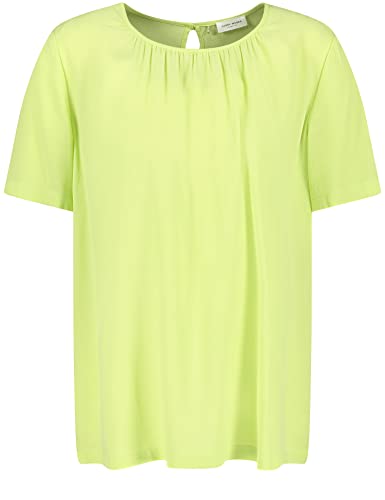 Gerry Weber Damen Blusenshirt mit Kräuselfalten Kurzarm unifarben Lime 48