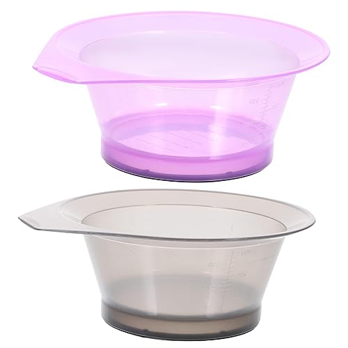 CALLARON Tazón Para Teñir El Cabello Transparente 2 Piezas Plástico Lavable Herramienta Para Peluquería Uso Profesional y Doméstico