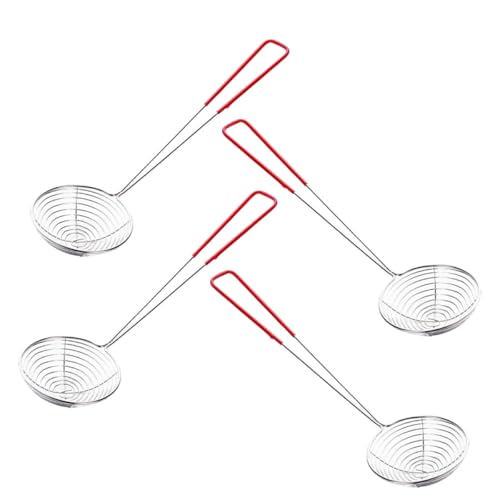 La mejor selección de Espumaderas los 5 mejores. 41 jojofuny Juego de 4 Cucharas Coladoras de Acero Inoxidable con Mango Rojo de 65 CM Espumaderas Pequeñas para Freidora y Olla Caliente Colador de Malla para Fideos Tapioca y Cocina
