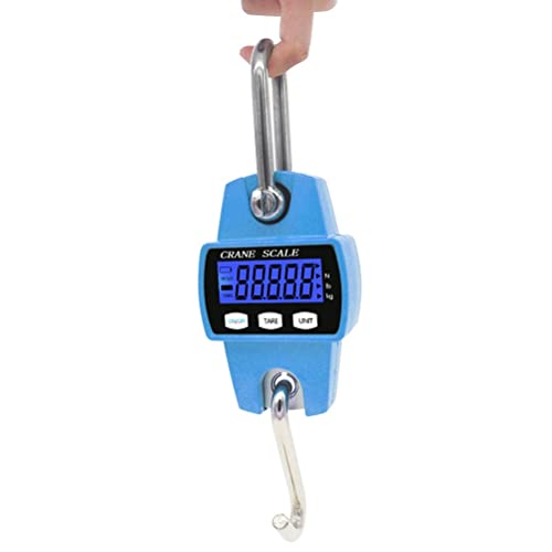 SGeneE Digital Crane Scale Heavy Duty Industrial Hanging Scale Portable Electronic Weighing Crane Scale LCD Display for Farm Fishing Hunting Outdoor Luggage with Hooks (Blue 300KG/50G)