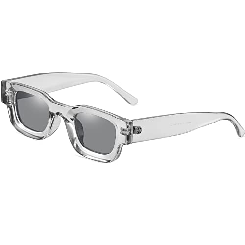 Image of AIEYEZO Modern Thick Rectangle Sunglasses for Women Men 90s Retro Chunky Square Polarized Sun Glasses UV400 Protection