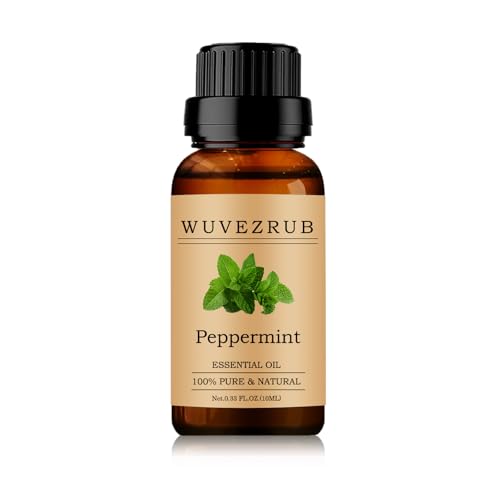 Wuvezrub Peppermint Essential Oils 10ML, 100% Pure and Natural Essential Oil for Aromatherapy Diffuser - 0.33 Fl Oz/Peppermint