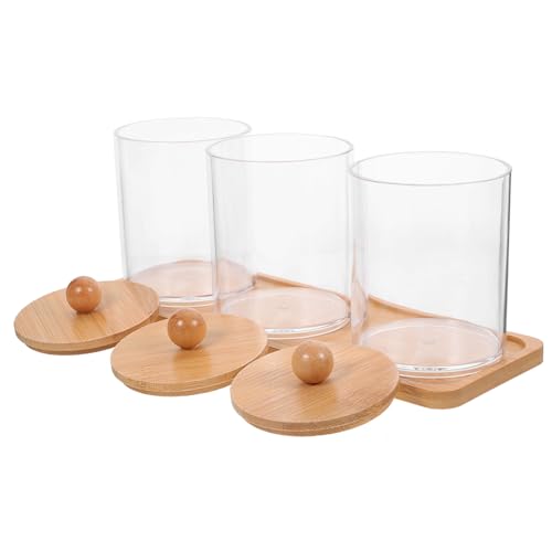 Ciieeo 1Juego Organizador De Maquillaje Transparente Frascos De Almacenamiento Para Bastoncillos y Esponjas Para Vanity