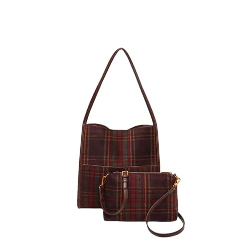 Sac fourre-tout à carreaux pour femmes grand volume pour l'hiver et porte-clés personnalisé