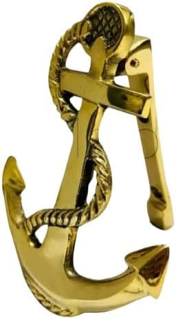 Solid Brass Anchor Door Knocker, Nautical Vintage Antique Maritime Decor, Home, Office and Beach House Entryways, Perfect Chirstmas Gift and Easy to Install