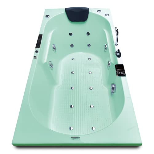 Image of Madonna Divine 5.5 ft. Bathtub with Whirlpool, Bubble and Back Massage, Filler Set and Online Heater with Digital Control Panel (Green)