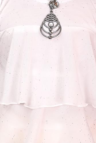 Image of Chiffon Self Design Printed Dress & Capri Set For Girls
