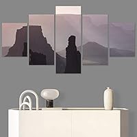 SIGNWIN 5 Panel Canvas Wall Art Modern Art Expressive Farmhouse/Country Landscape Mountain Top Multicolor Photography for Home Decorations Ready to Hang - 60