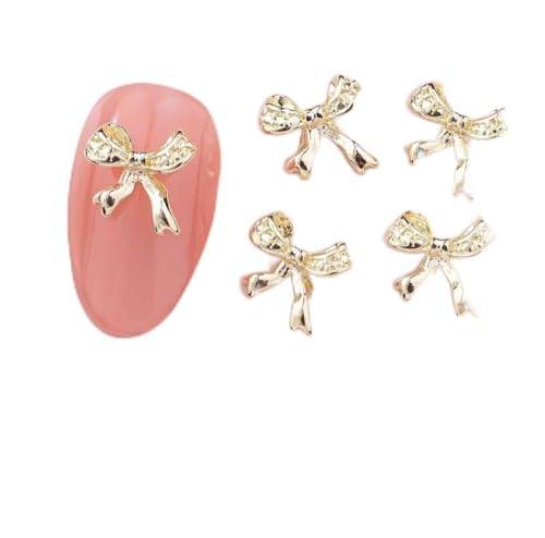 qbodp 50 Pcs Nail Decoration Fashion Nail Decoration Bow Decoration for Nail, Nail Supplies Nail Art Decoration Accessories,Gold