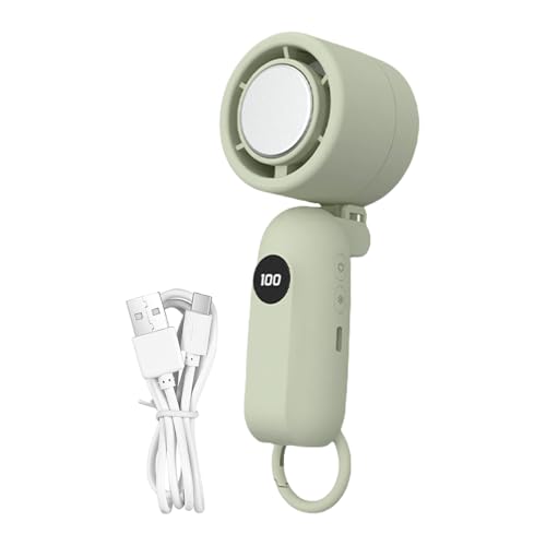 Eventerde - Ventilador portátil de mano, compacto y refrescante, ventilador recargable USB con pantalla LED, silenciador de 3 velocidades para viajes, camping, playa, exterior