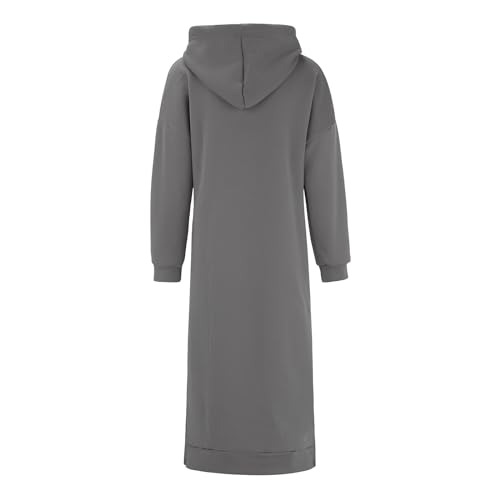 Robe à capuche à manches longues douillette gris taille 54 coupe ample - 4