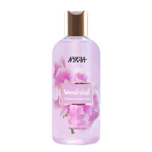 Image of Nykaa Wanderlust Bath and Body Sicilian Sweet Pea Shower Gel,300 Ml|Nourishes & Hydrates|Gentle Cleanser|Sweet Smell |Enriched With Aloe Vera|Paraben-Free,Vegan|Suitable For All Skin Types