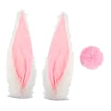 HOODANCOS 毛绒カートゥーン耳ヘルメット装飾 取り付け簡単 スクーター オートバイ用ヘルメットアクセサリー 可愛いうさ耳 しっぽデザイン