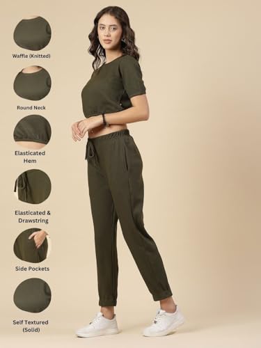 Image of Rigo Cotton Co-ord Set for Women | Round Neck, Slim Fit Tracksuit Co-ords Set for Women | Stylish Dresses for Women | Casual Wear, Beach Wear, Vacation Wear Outfit for Women